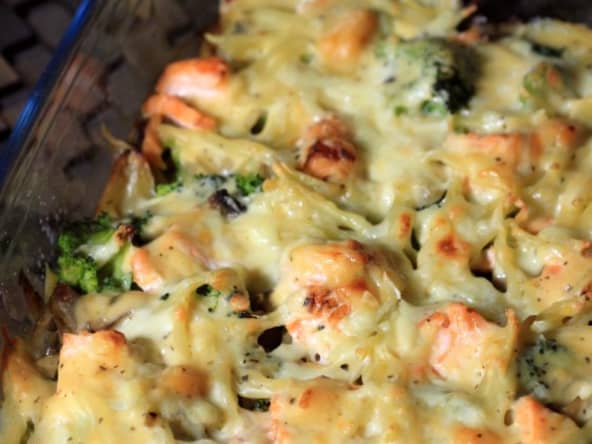 Gratin de brocolis et saumon, sauce Béchamel