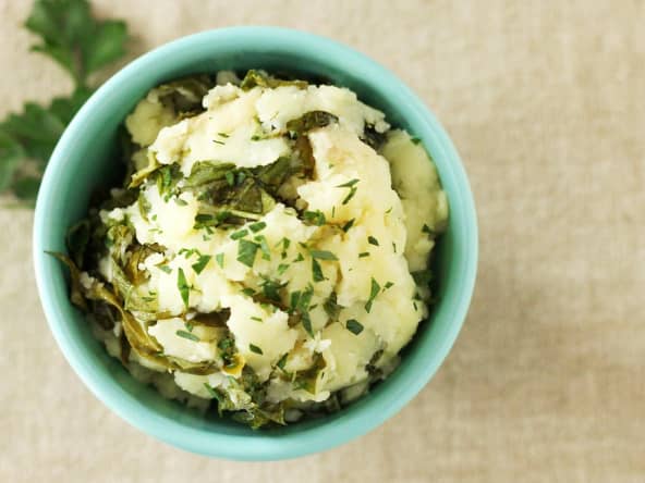 écrasé de pommes de terre au basilic