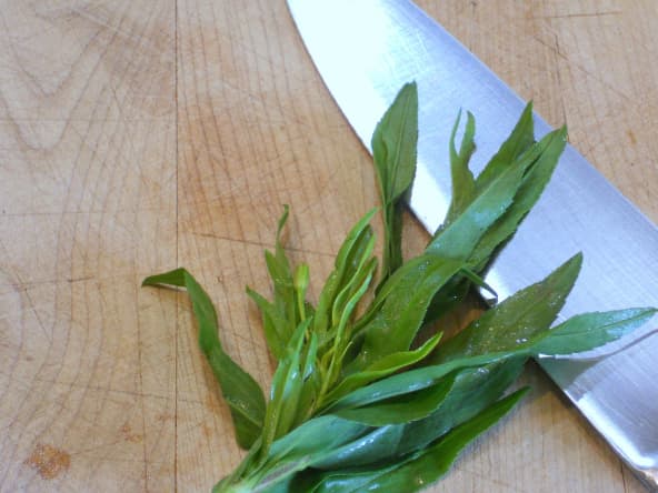 Estragon sur planche de découpage