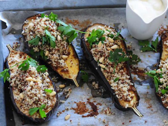 Aubergines farcies au quinoa