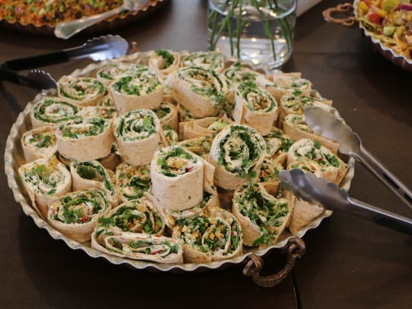 Wraps au pain lavash découpés en rondelles