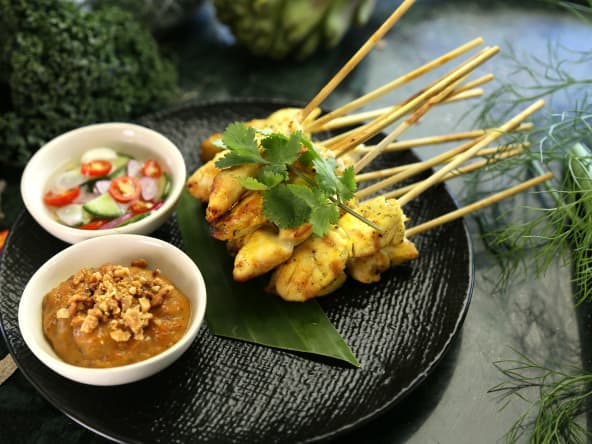 Brochettes de poulet sauce satay
