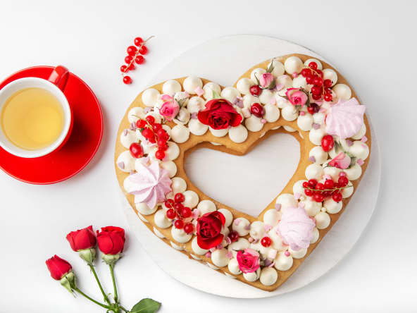 Heart cake meringues et roses