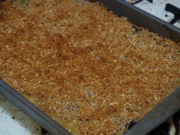 Gratin de bette à carde, fenouil et haricots blancs.