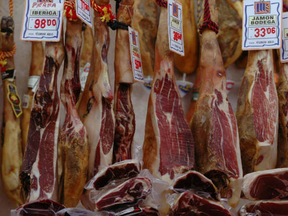 Jambons, Las Ramblas, Barcelone.