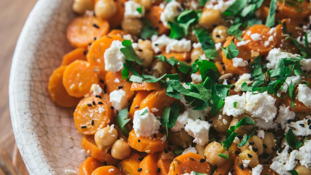 Salade de pois chiches, carotte et feta