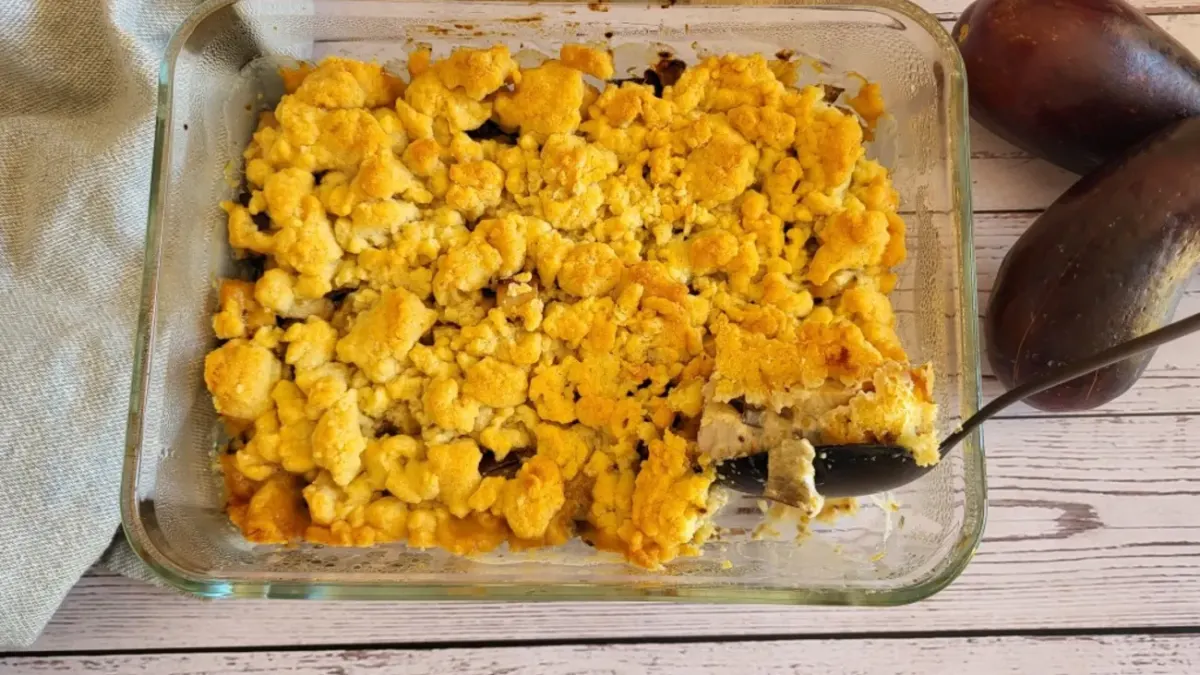 Crumble poulet et aubergine