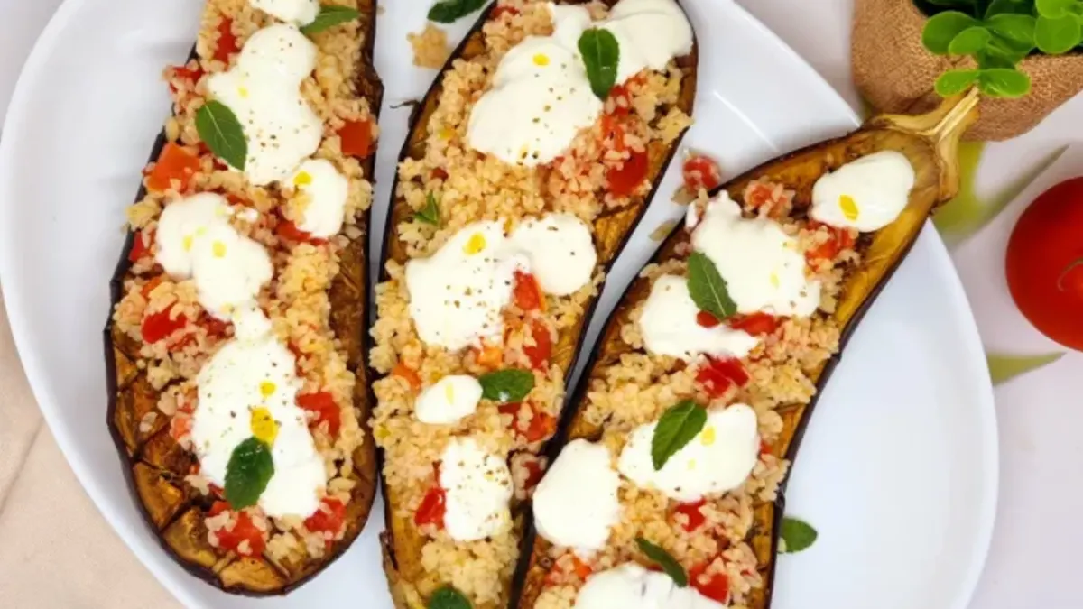 Aubergines farcies au boulgour