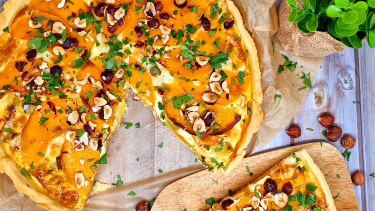 Quiche butternut, poireaux et brebis