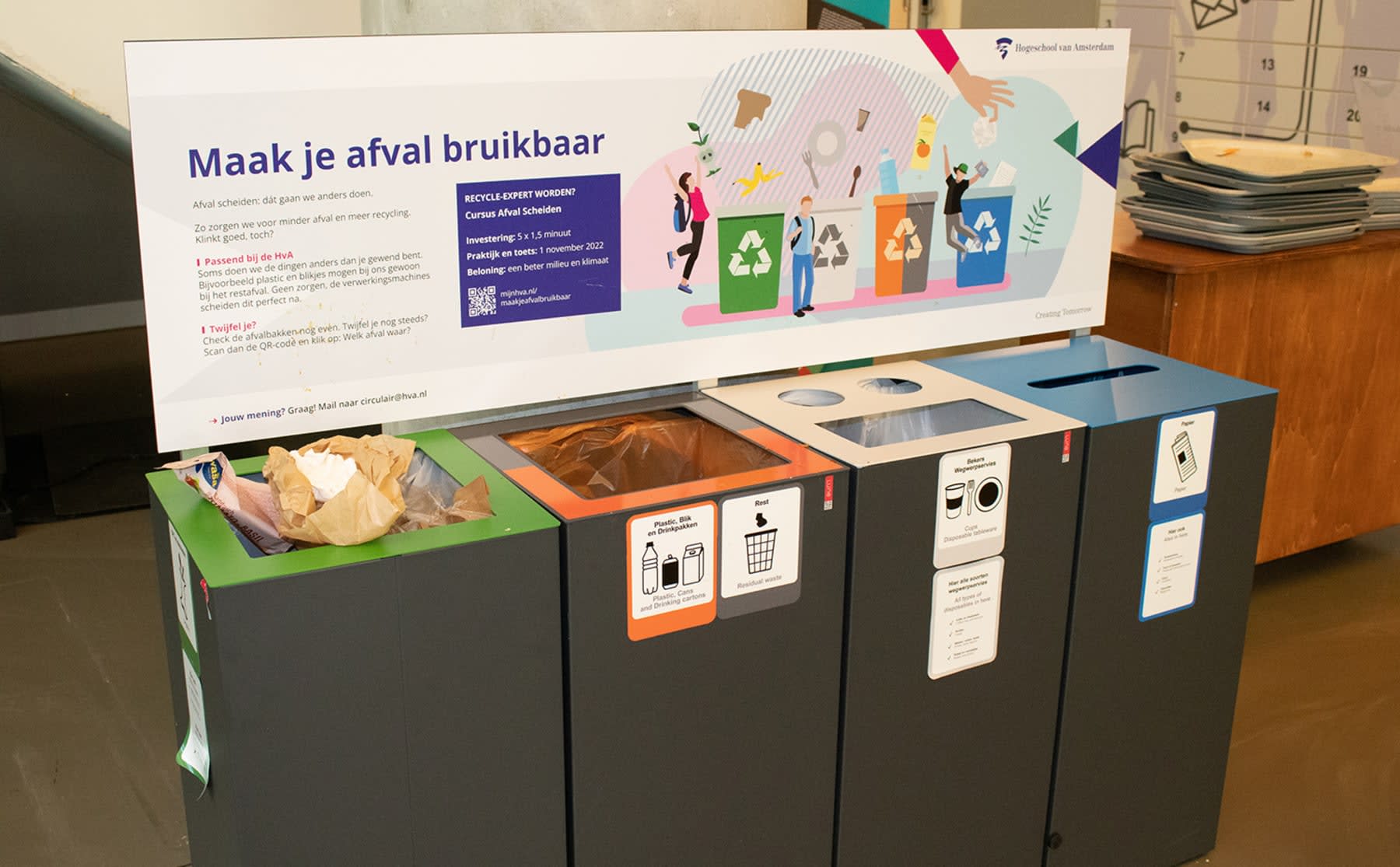 Milieustations werken nog niet optimaal: HvA&rsquo;ers moeten hun afval (beter) scheiden