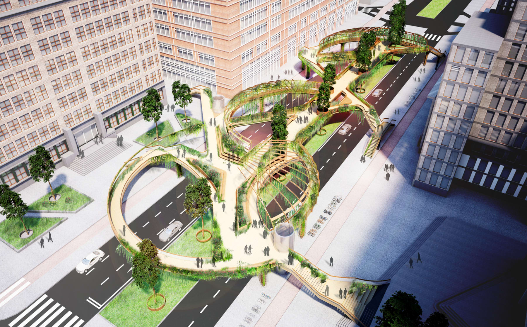 Hangt er over vijf jaar een groene brug boven de Wibautstraat?