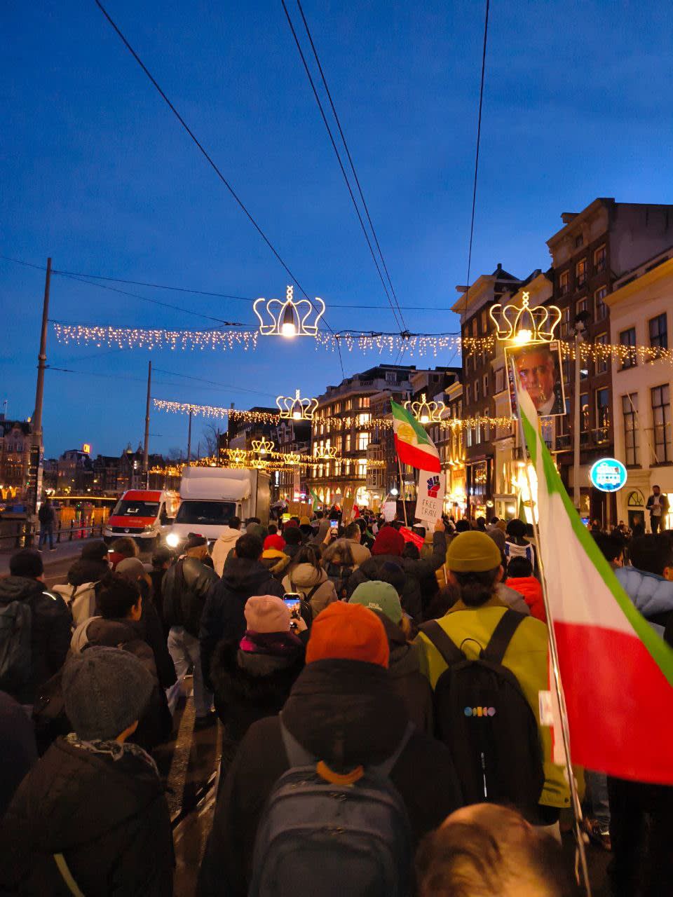 Solidariteitsmars in Amsterdam Iraanse student