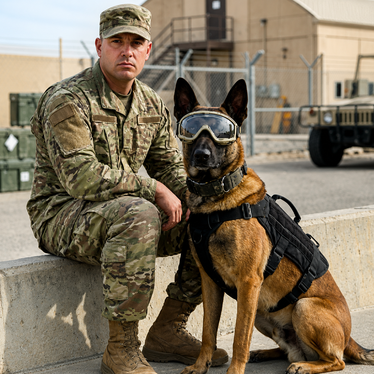 Former Marine K9 handler with working dog