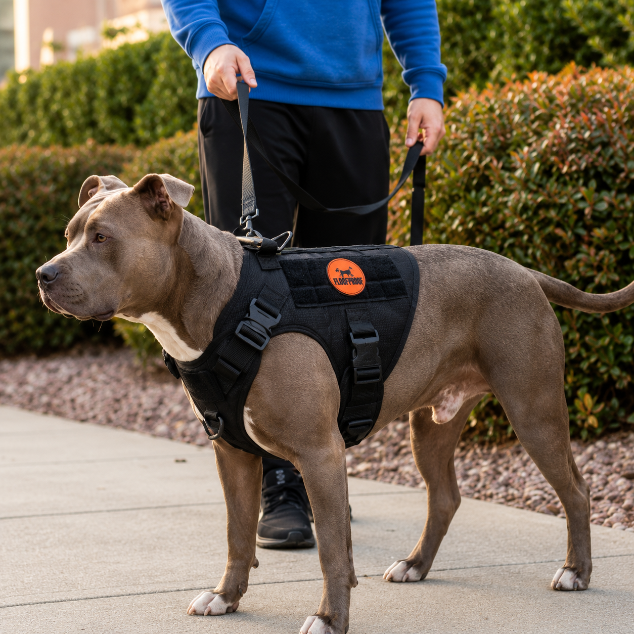 Dog walker with tactical harness