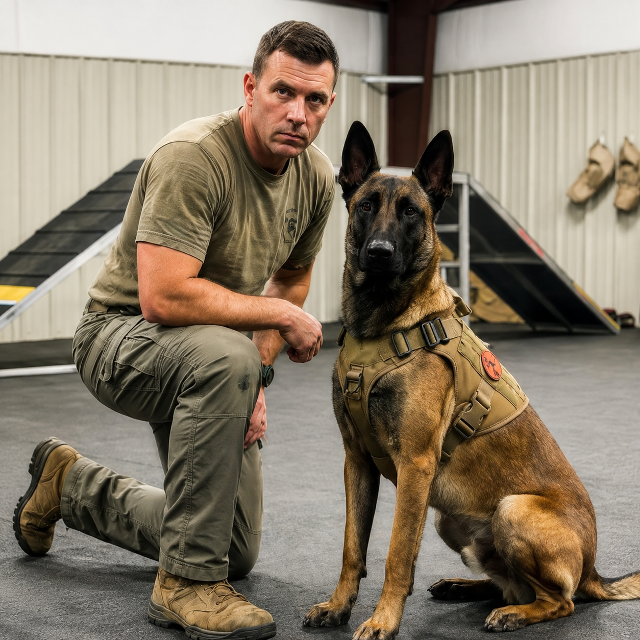 Professional dog trainer with dog