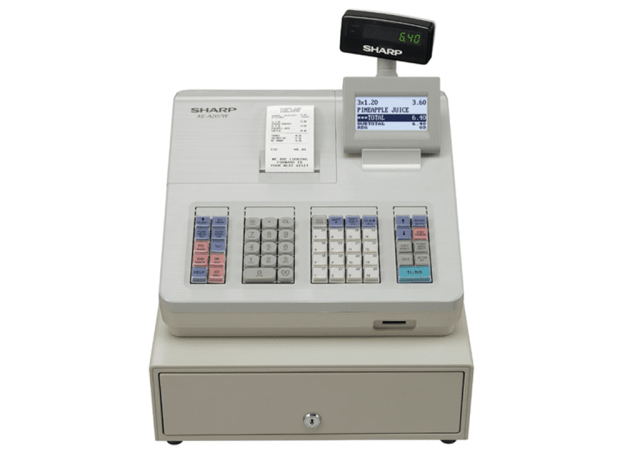 Cash register with raised keyboard - White