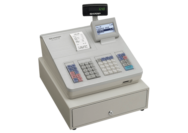 Cash register with raised keyboard - White