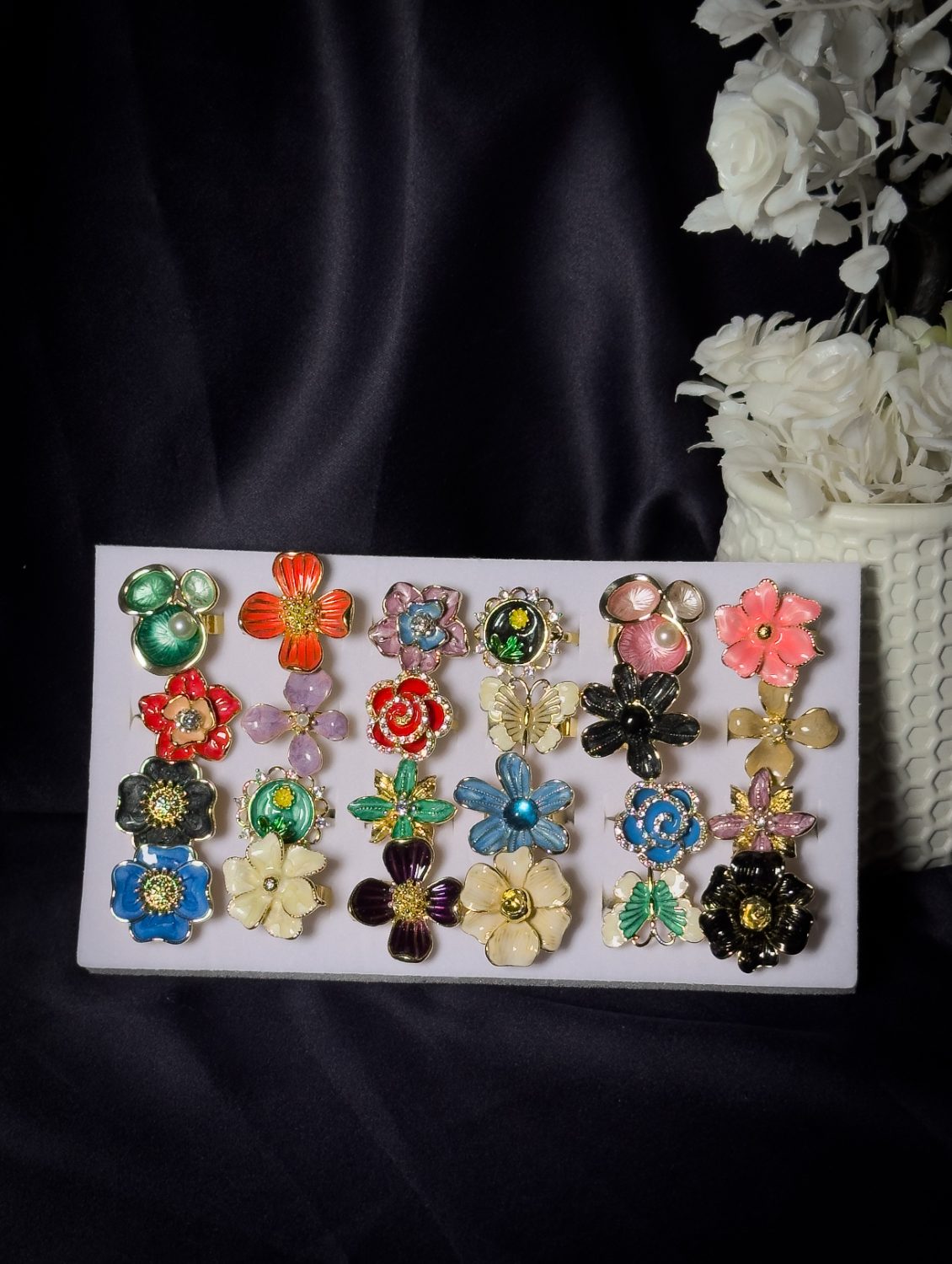 Floral Enamel Ring Collection Box