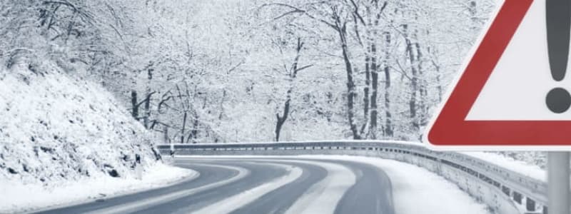 Road with snow and ice on