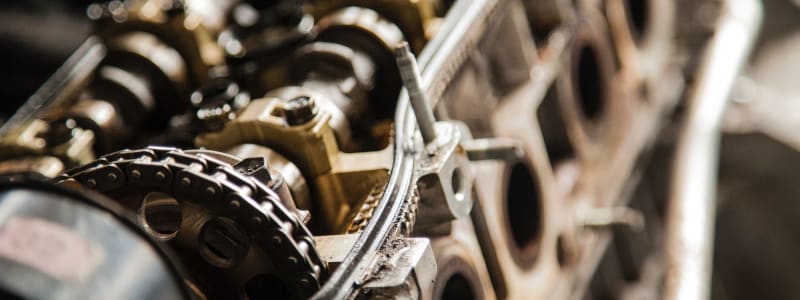 Close-up of a cylinder head in an engine