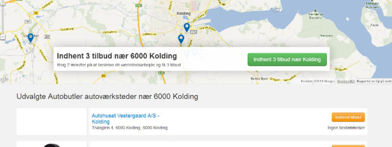 Kort over Autobutler ved søgning på Kolding Kolding - find lokalt værksted