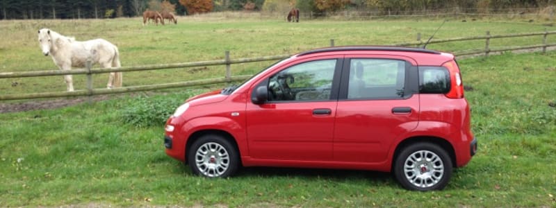 Rød Fiat Panda Fiat Panda står ude på en mark