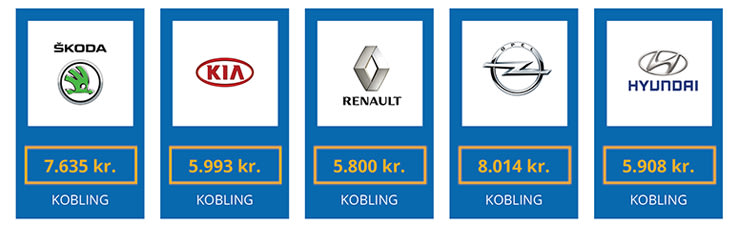 Gennemsnitspriser på koblingsskift 2015