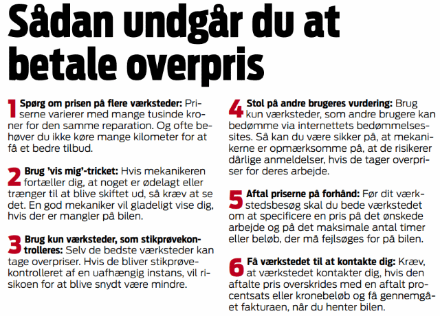 Undgå at betale overpris på værksted