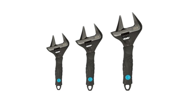 OX Wide Jaw Adjustable Wrench (Set of 3)