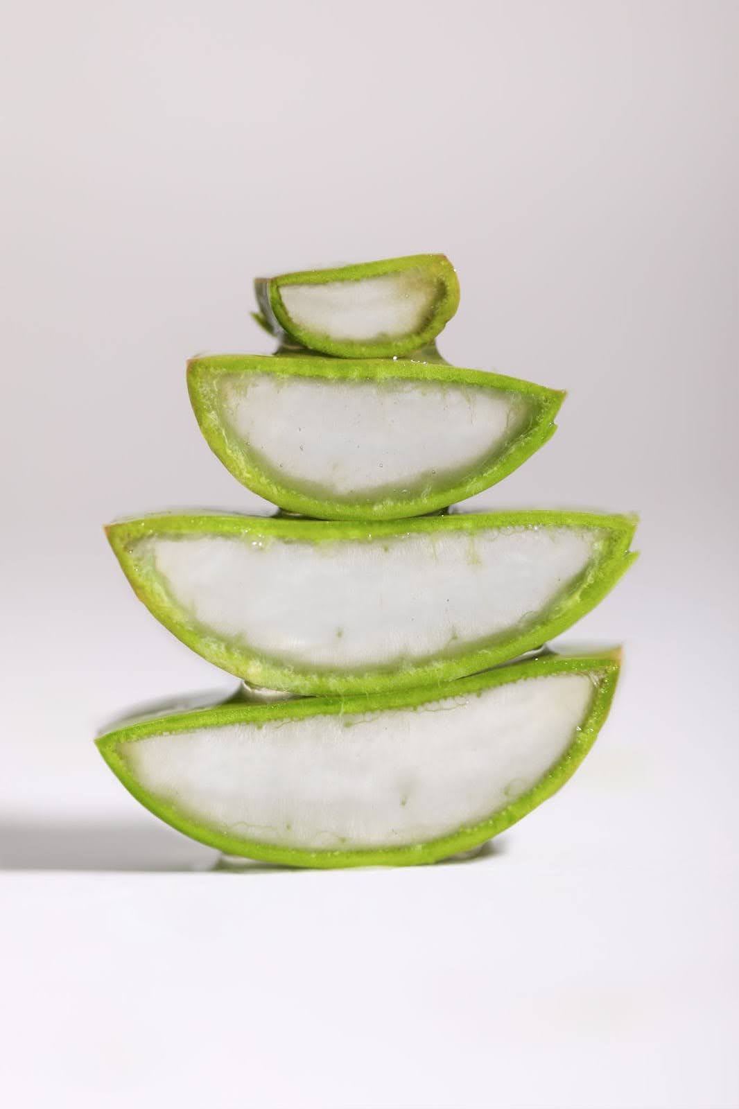Sections of aloe stacked on top of each other