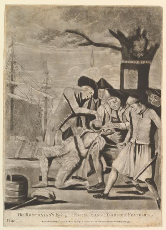 The Bostonians Paying the Excise-Man, or Tarring & Feathering, London, 31 October 1774.