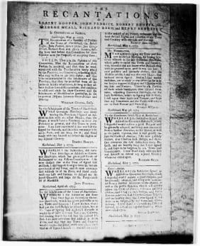 Massachusetts Committee of Safety, The Recantations of Robert Hooper, John Pedrick, Robert Hooper, Jun., George M’Call, Richard Reed, and Henry Sanders, Cambridge, 4 May 1775 (Boston).