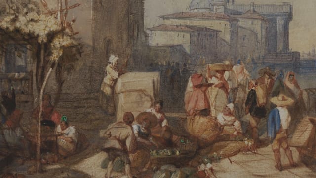 Painting of a market scene