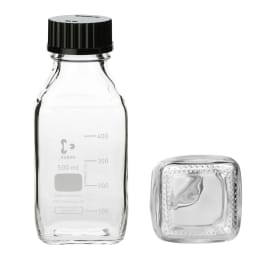 ねじ口角びん(メジュームびん) 黒キャップ付 500mL 017230-5002A