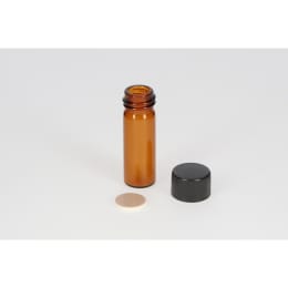日電理化硝子 ねじ口瓶S-08 2mL 茶色 黒キャップ  ダブルフッ素PTFEパッキン 100組 250253
