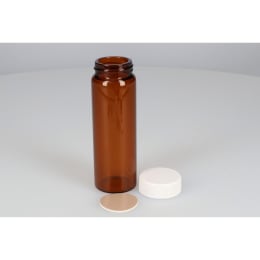 ねじ口瓶 茶色 SV-100 100mL メラミン白キャップ フッ素PTFE/ニトリルパッキン 組合せ 25組 250893