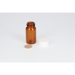 ねじ口瓶 茶色 SV-15 15mL メラミン白キャップ フッ素PTFE/ニトリルパッキン 組合せ 50組 250888