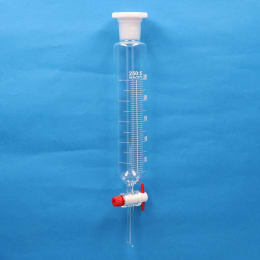 【販売終了】円筒分液ロート 250mL PTFEプラグ付 目盛付