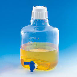 透明薬液びん 10L 活栓付き PC製