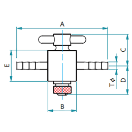 PTFE 竹の子型2方バルブ φ12 F-2222-004