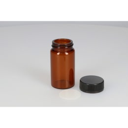 日電理化硝子 ねじ口瓶SV-50A 50mL 茶色 黒キャップ シリコーンパッキン 50組 251051