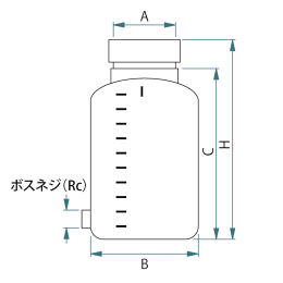 PFA回転成形広口瓶 10L 側面ボス付Rc1/2 F-1306-003
