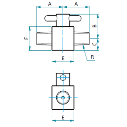 PTFE2方バルブ 両オス 圧入型 R1/4 F-2211-001