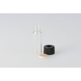シリンジバイアル 無色 SY-08 2.0mL 穴あき黒キャップ フッ素PTFE/ニトリルパッキン付 100組 255003