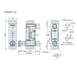 流量計 水用大流量バルブ付 RK50T-V-3/8-WATER-3L/min