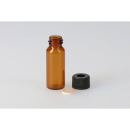 シリンジバイアル 茶色 SY-2 5.0mL 穴あき黒キャップ フッ素PTFE/ニトリルパッキン付 100組 255026