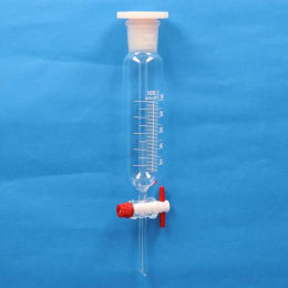 【販売終了】円筒分液ロート 100mL PTFEプラグ付 目盛付