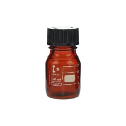 ねじ口びん(メジュームびん) 茶褐色 黒キャップ付 150mL 017210-1502A