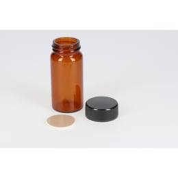 日電理化硝子 ねじ口瓶 SV-30 30mL 茶色 フェノールキャップ フッ素PTFE/ニトリルパッキングセット 50組 251090