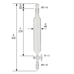 SPC分液ロート 円筒形 PTFEコック付 目盛付 200mL 030270-19200